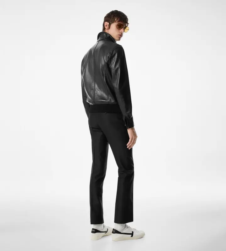 NAPPA GRAIN LEATHER COLLAR BLOUSON BLACK online